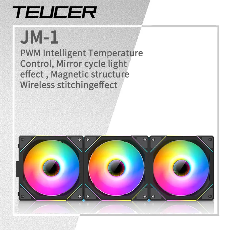 TEUCER JM-1 PC 냉각 케이스 선풍기 ARGB 미러 사이클 조명 효과