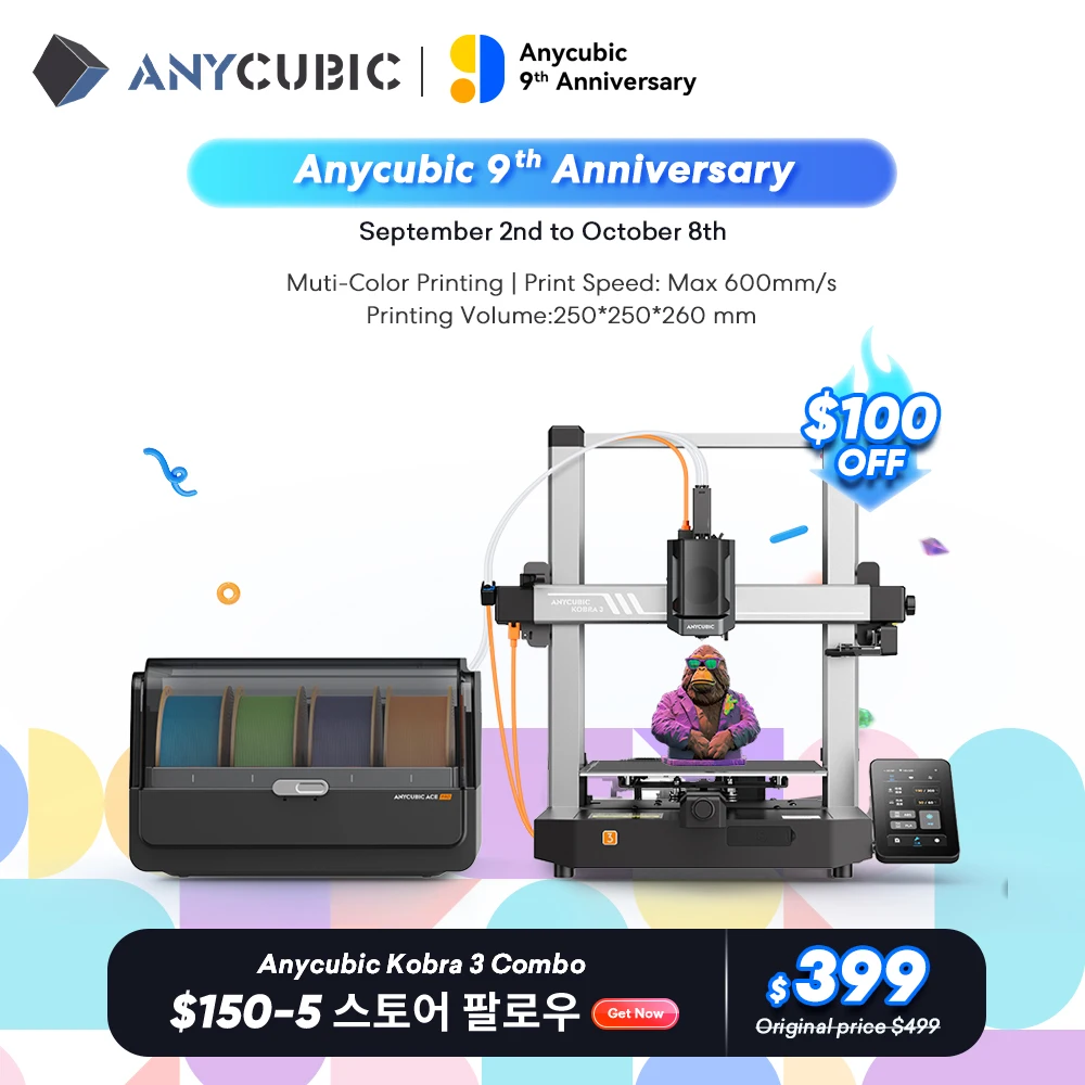 ANYCUBIC Kobra 3 콤보 FDM 멀티 컬러 3D 프린터