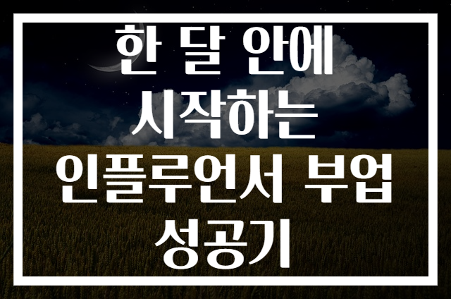 한 달 안에 시작하는 인플루언서 부업 성공기